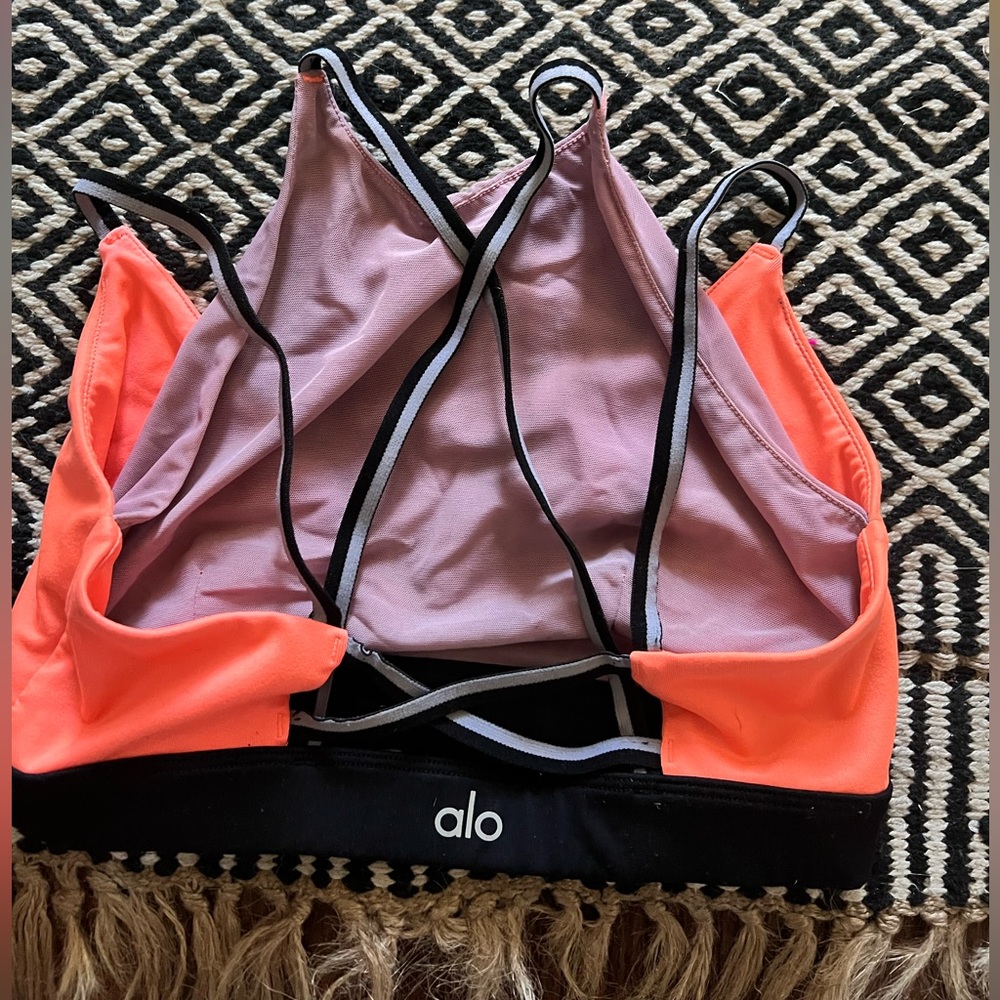Alo yoga orange sports bra